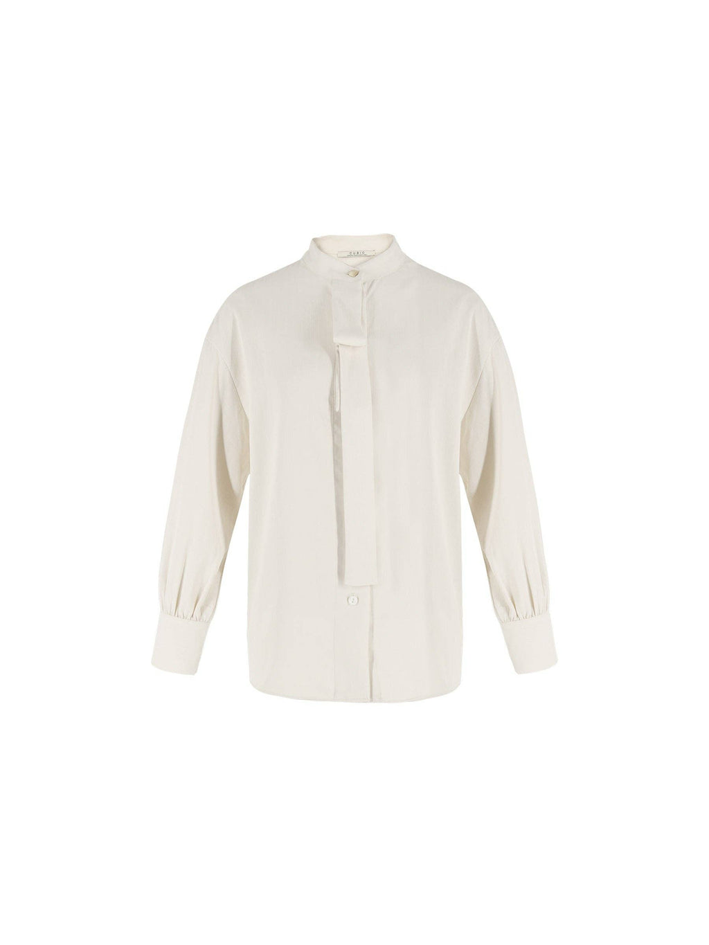 Cubic Oatmeal Collar Tied Slim Fit Shirt