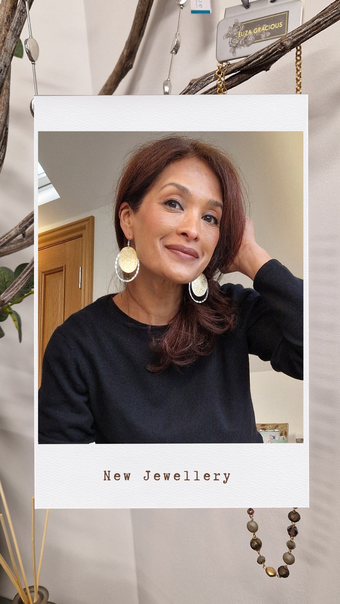 Overlapping Gold & Silver Oval Disc Drop Earrings