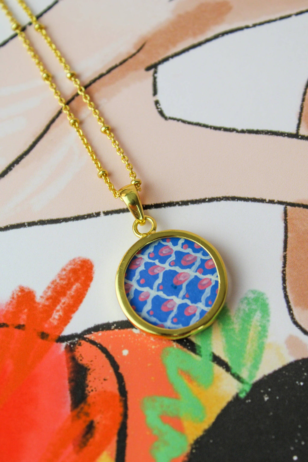 My Doris Red Handpainted Fleur Medallion