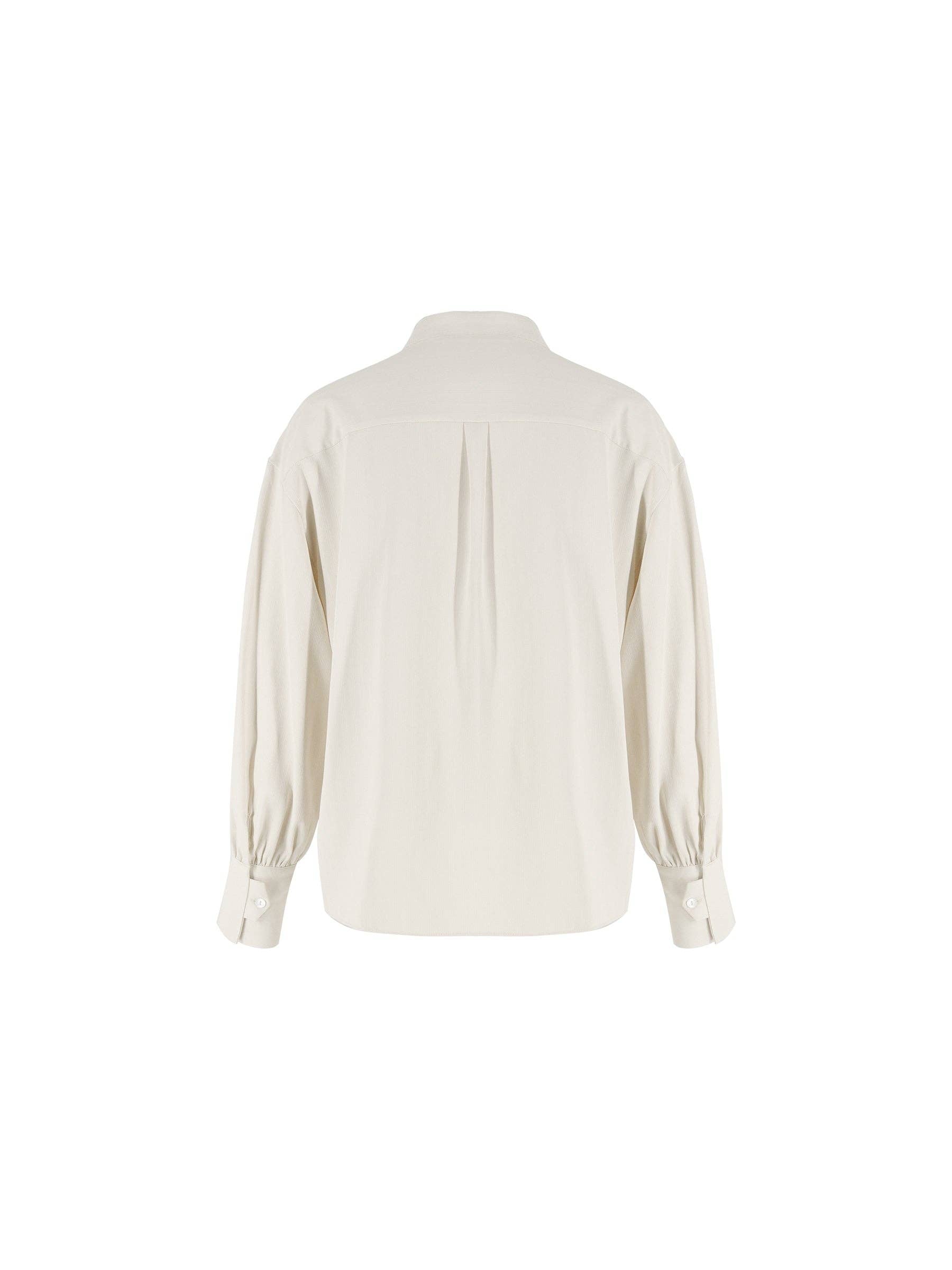 Cubic Oatmeal Collar Tied Slim Fit Shirt