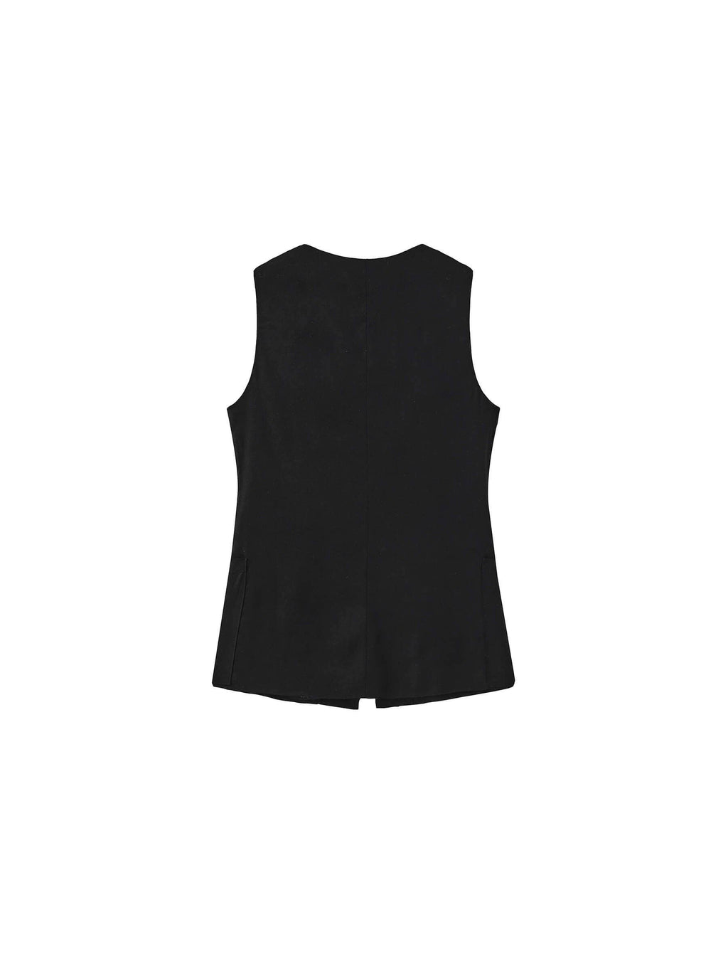 Black sleeveless top on a white background