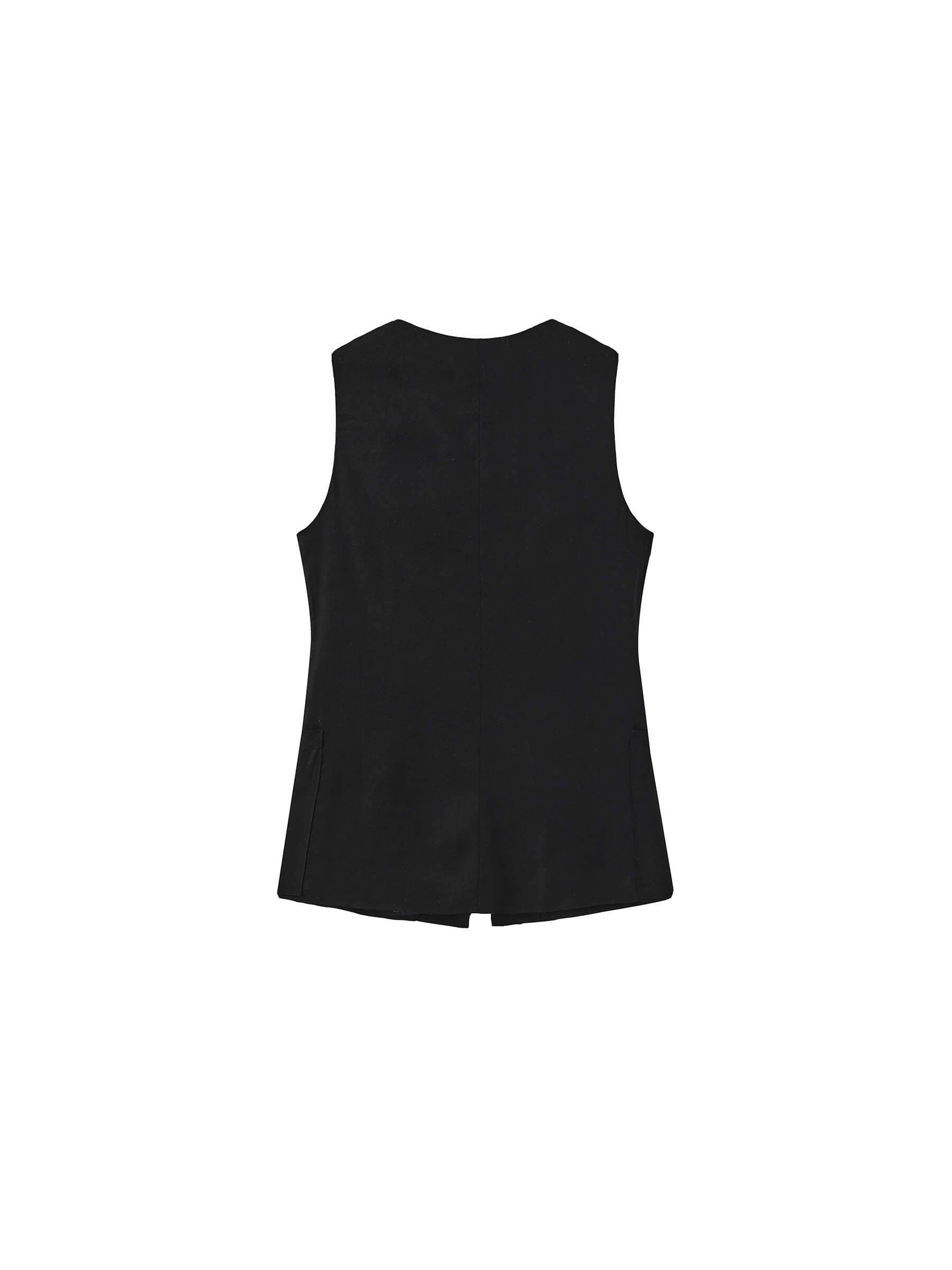 Black sleeveless top on a white background