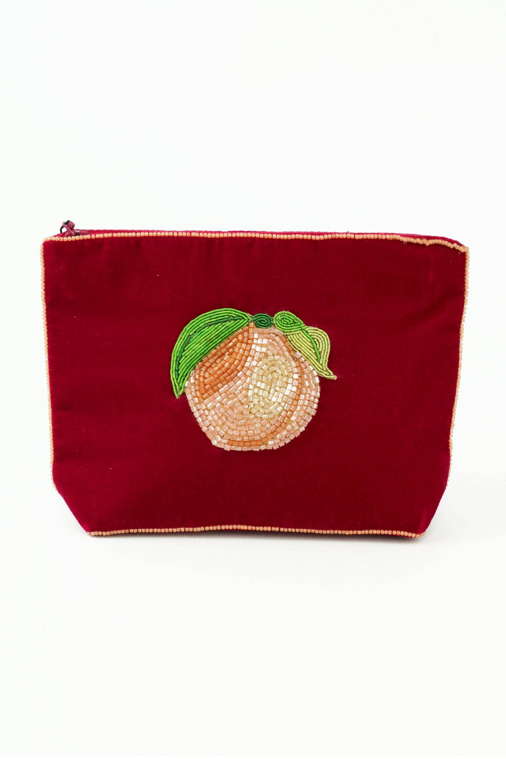 My Doris Red Peach Medium Velvet Pouch