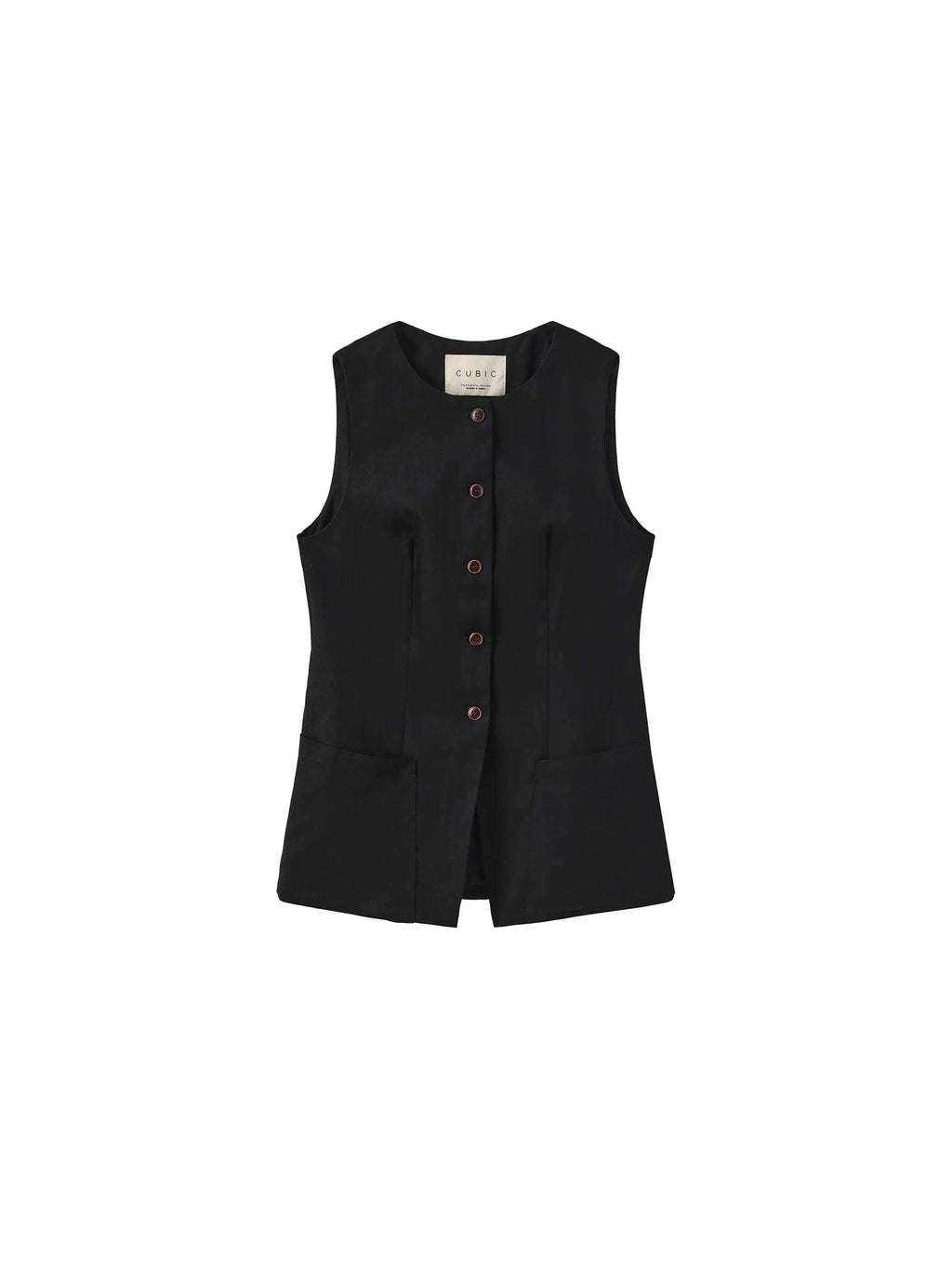 Black sleeveless vest on a white background
