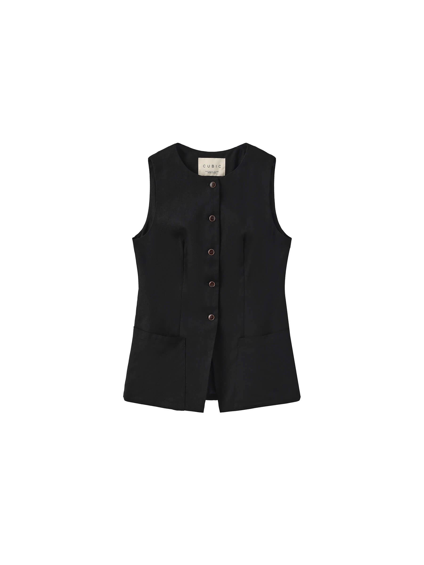 Black sleeveless vest on a white background