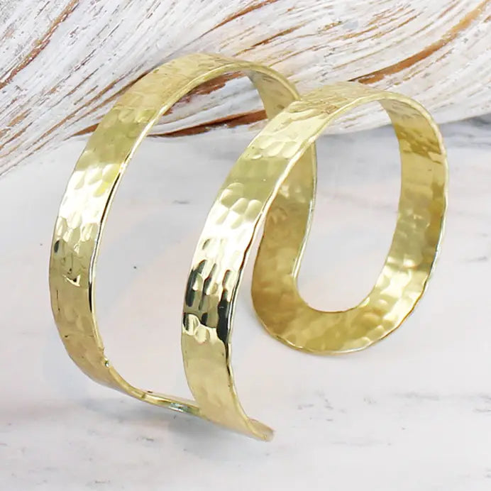 Beaten Metal Double Bar Cuff