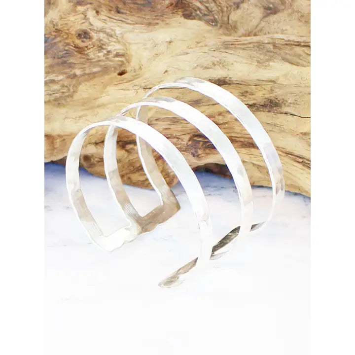 Beaten Metal Gold Triple Bar Cuff