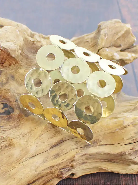 Beaten Gold Ring Wide Cuff