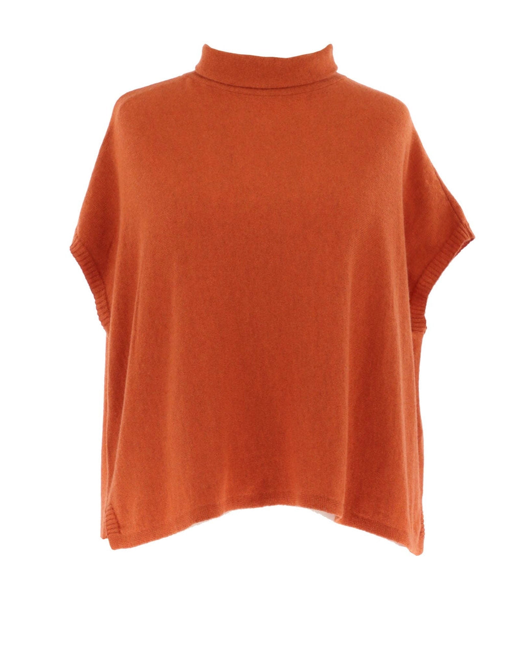 Orange turtleneck sweater on a white background