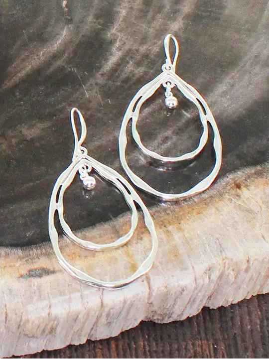 Silver Double Teardrop Ring Earrings