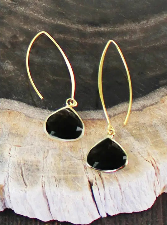 Gold & Black Charm Drop Earrings