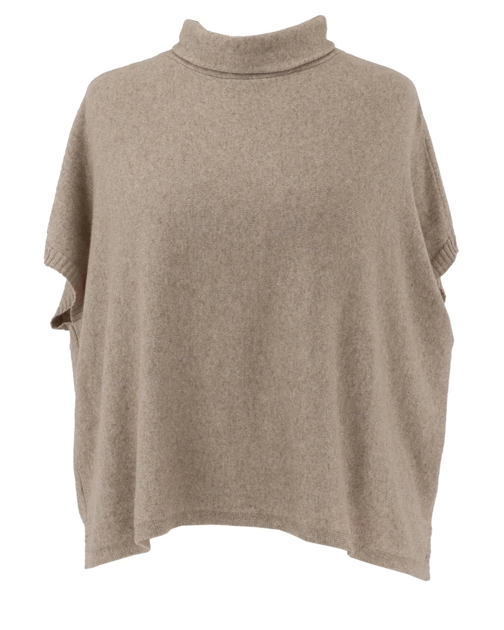Beige turtleneck sweater on a white background