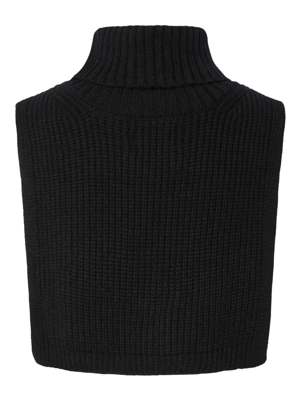 Black ribbed knit vest on a white background