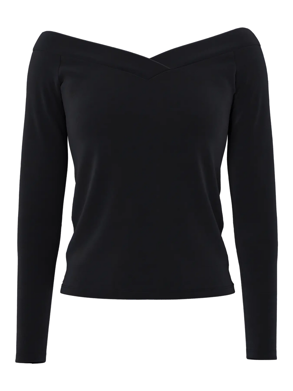 Black long-sleeve top on a white background
