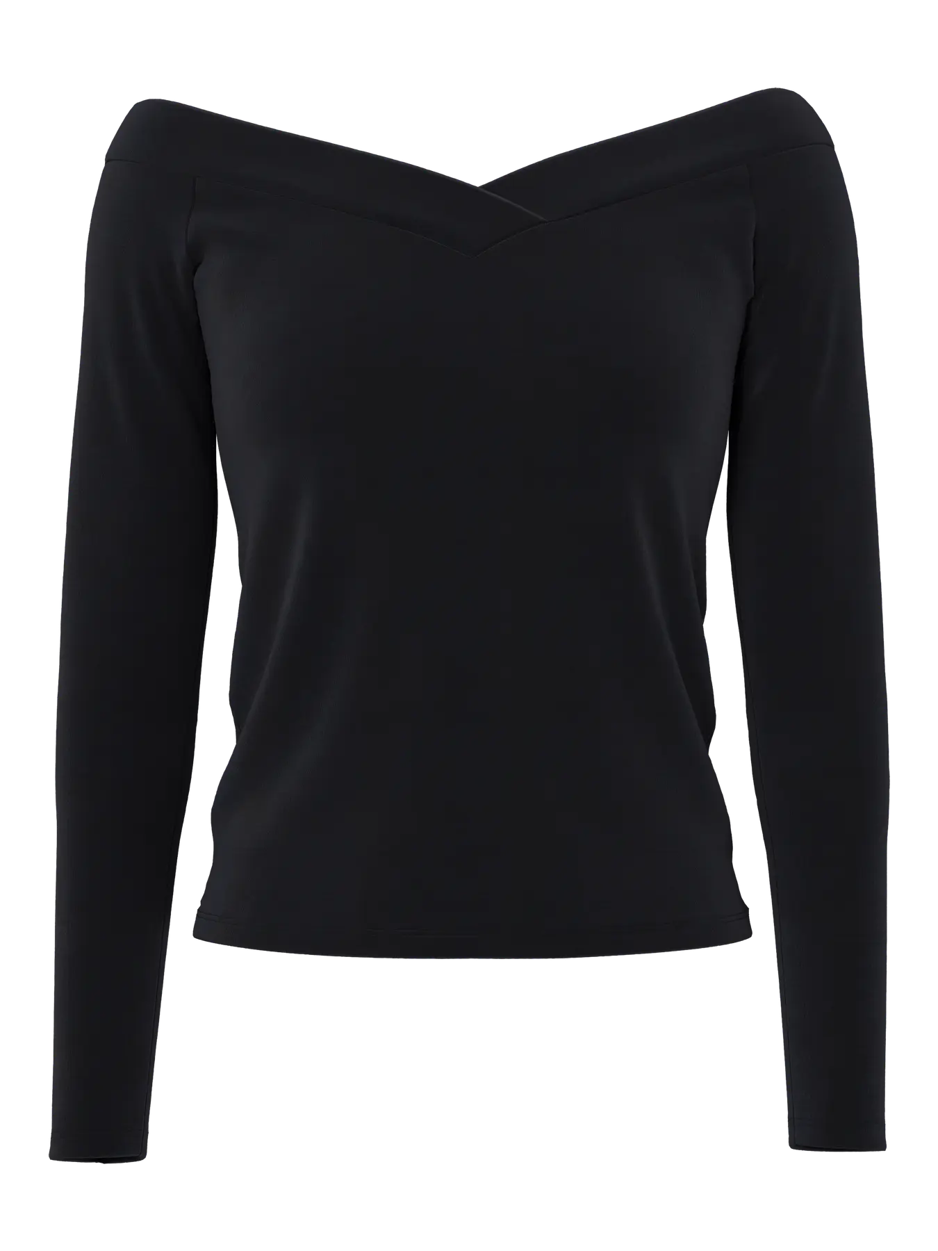 Black long-sleeve top on a white background
