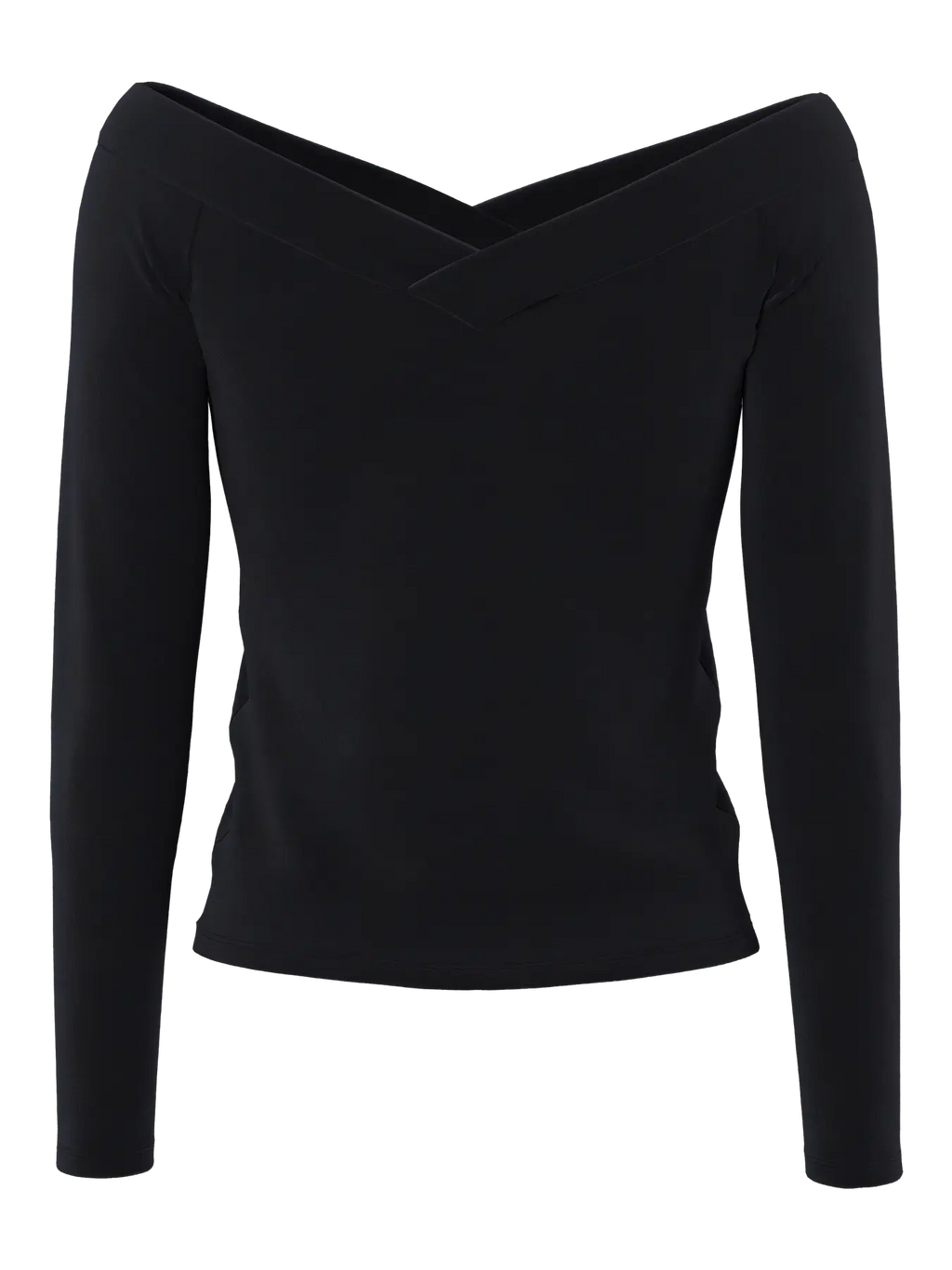 Black long-sleeve top on a white background