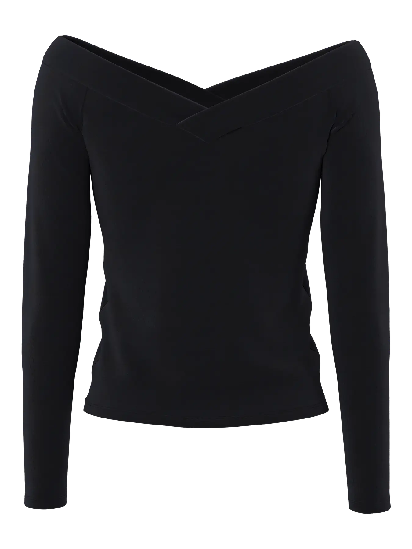 Black long-sleeve top on a white background