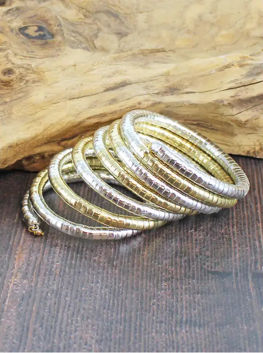 Spiral Gold & Silver Snake Cuff