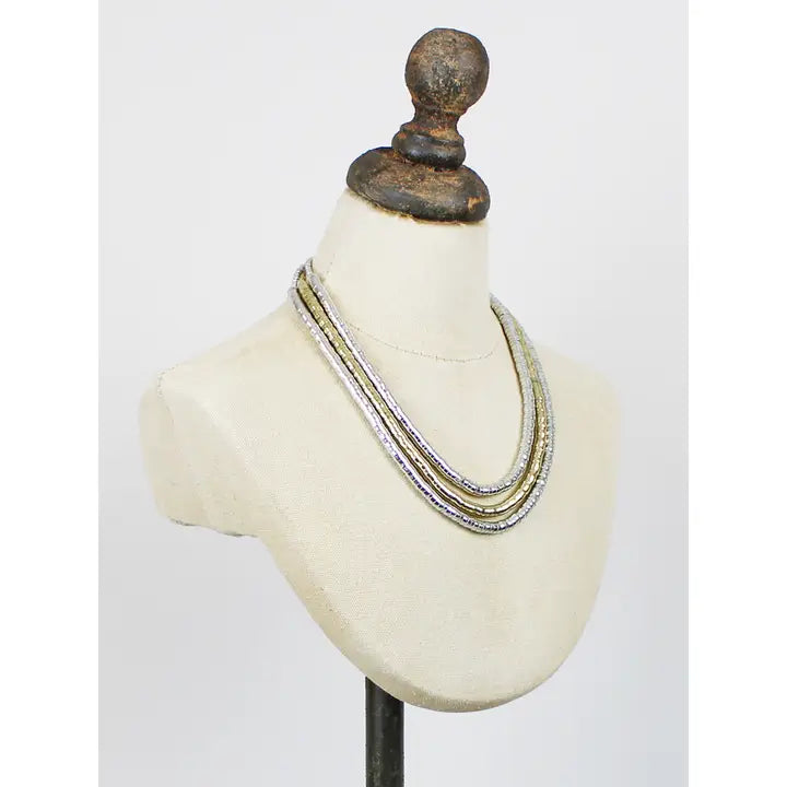 Three Strand Gold & Silver Snake Necklace