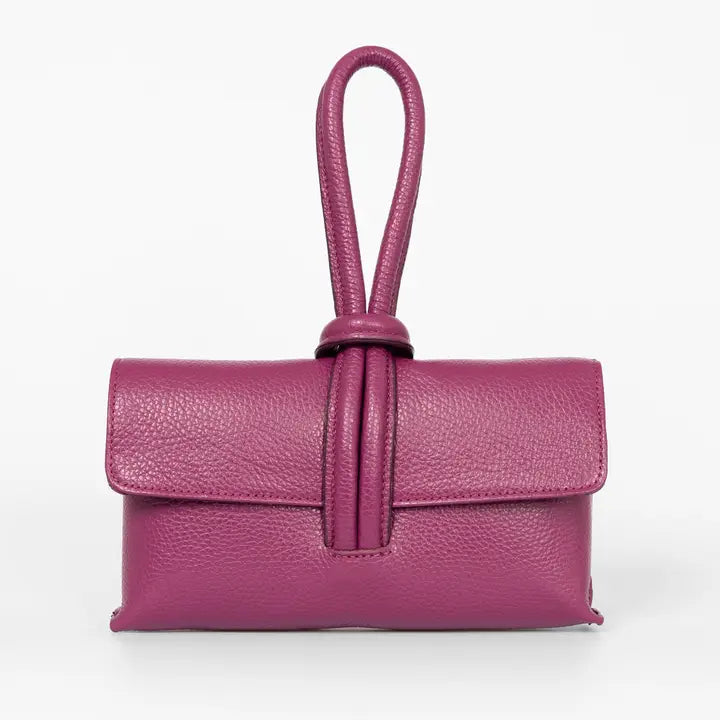 Wristlet Berry Leather Bag