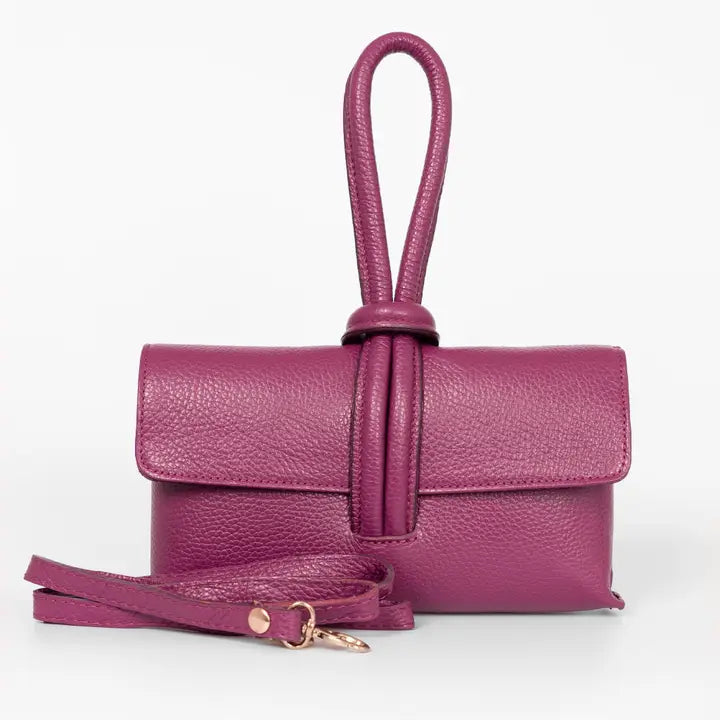 Wristlet Berry Leather Bag