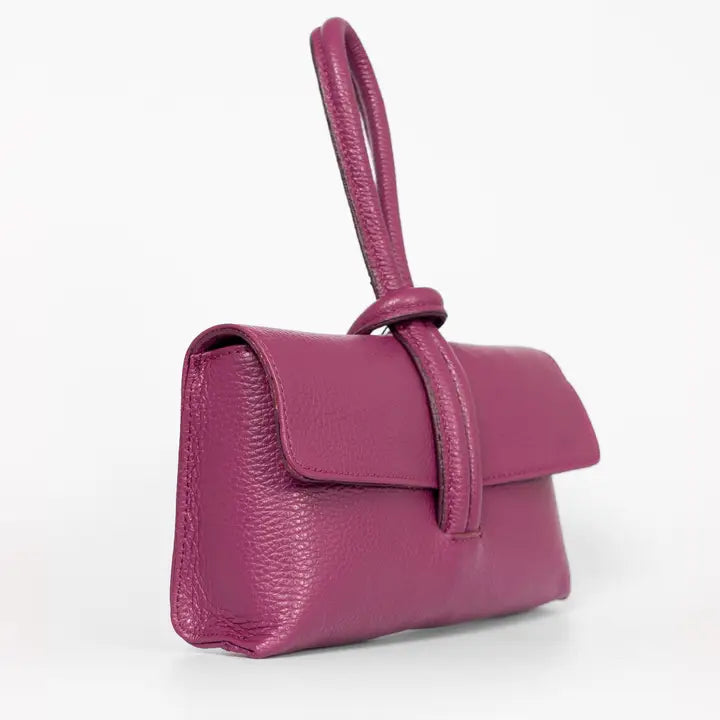 Wristlet Berry Leather Bag
