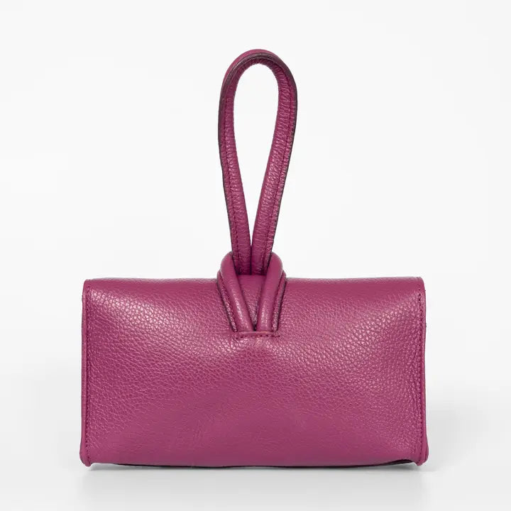 Wristlet Berry Leather Bag