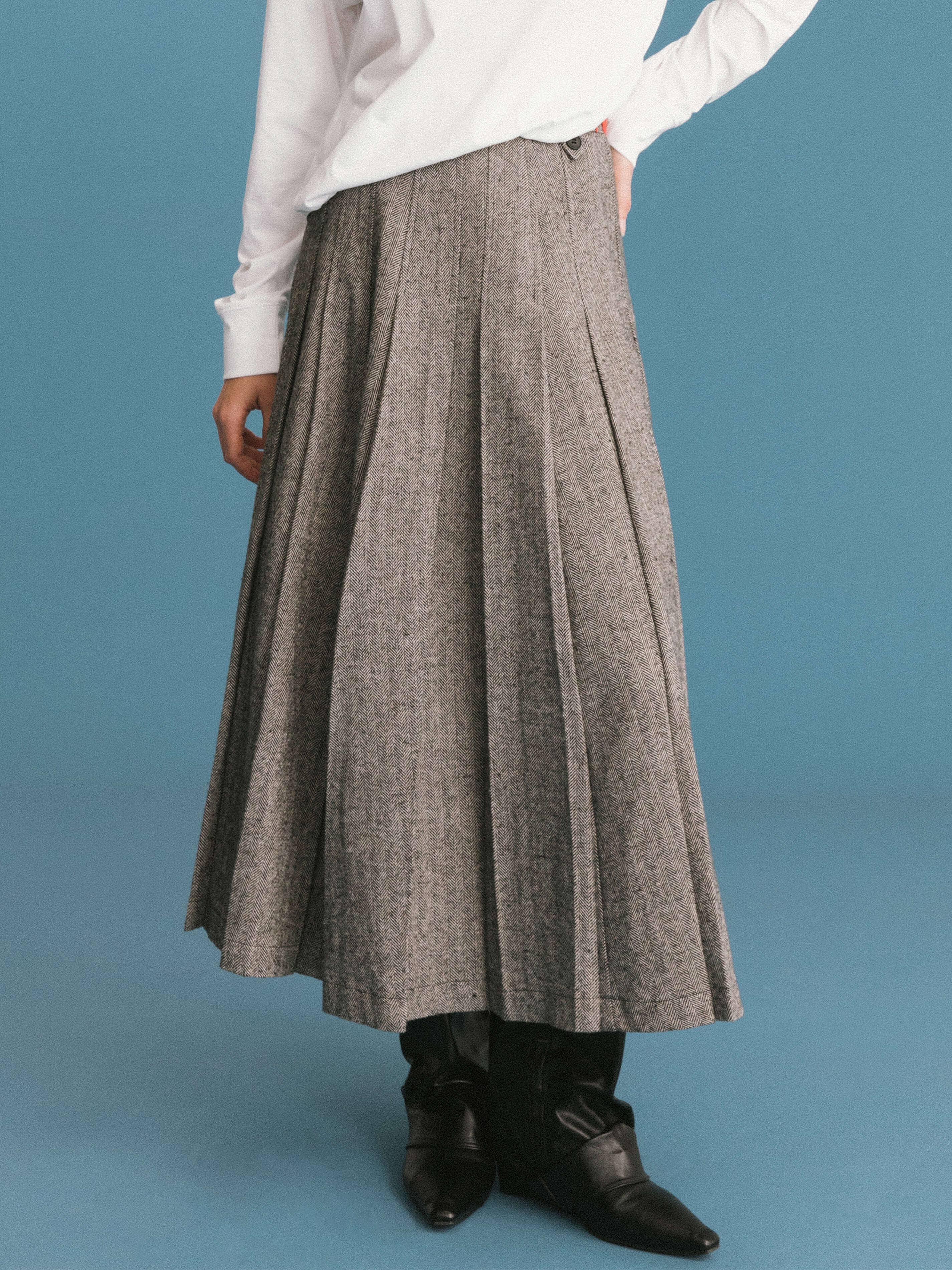 Cubic Grey Pleated Maxi Skirt