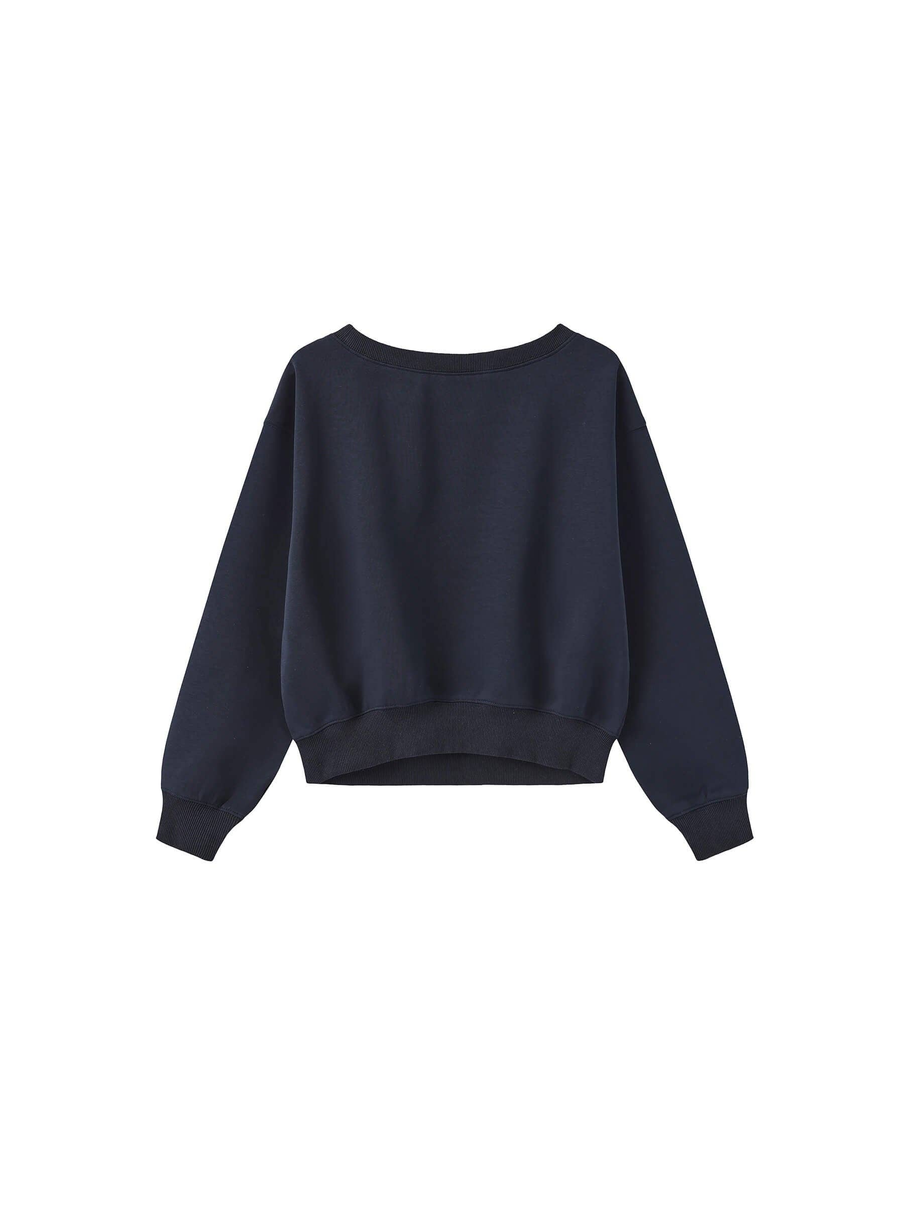 Navy blue sweatshirt on a white background