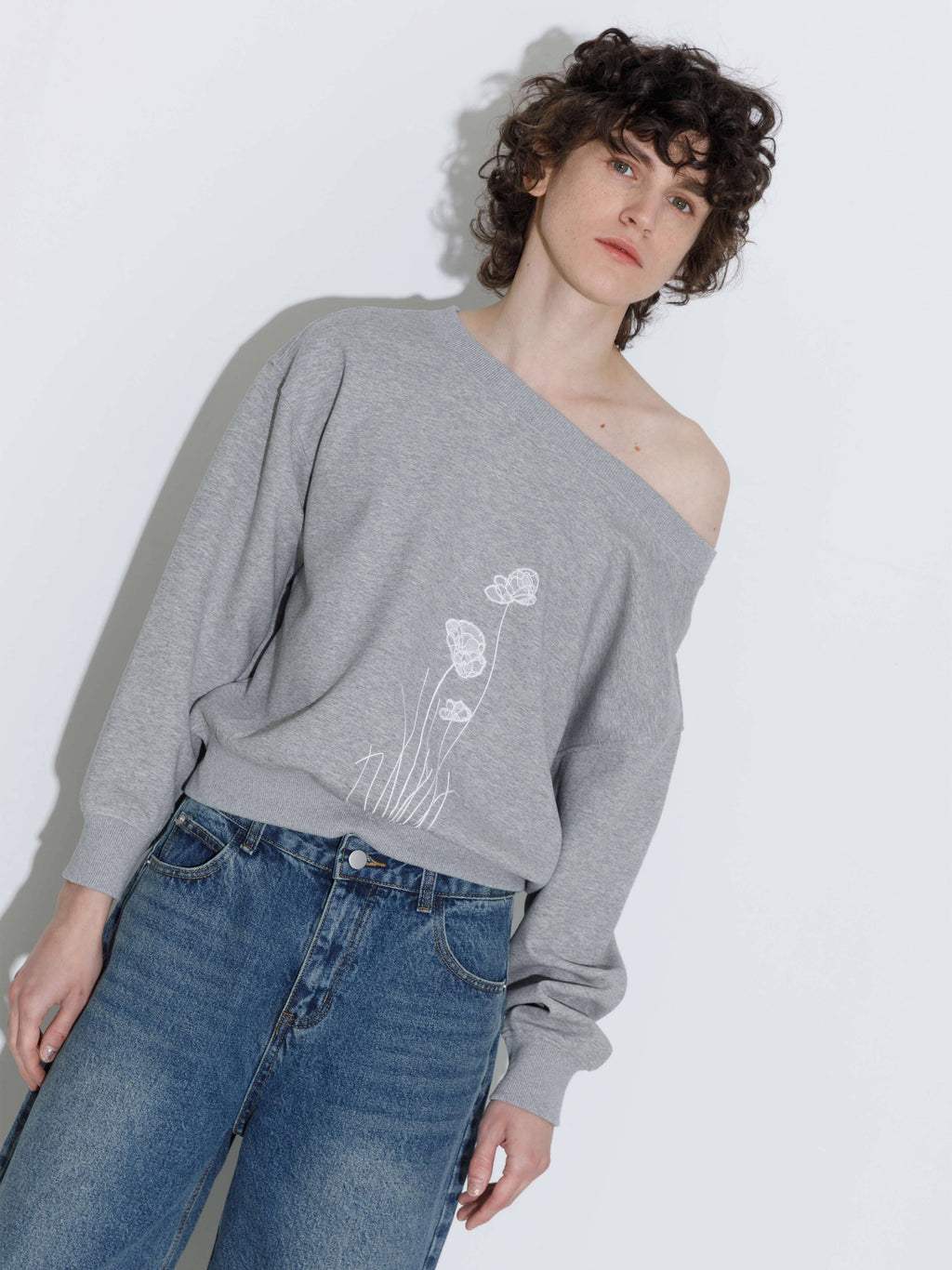 Cubic grey lace oversized sweatshirt