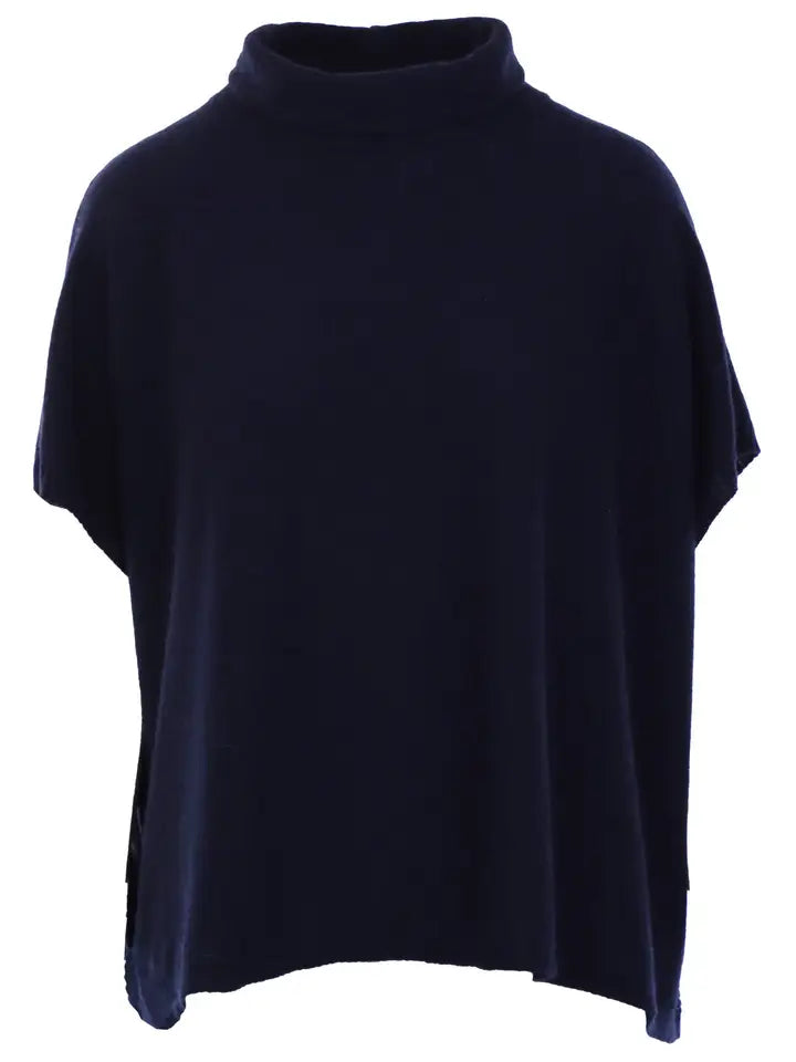 Navy blue poncho on a white background